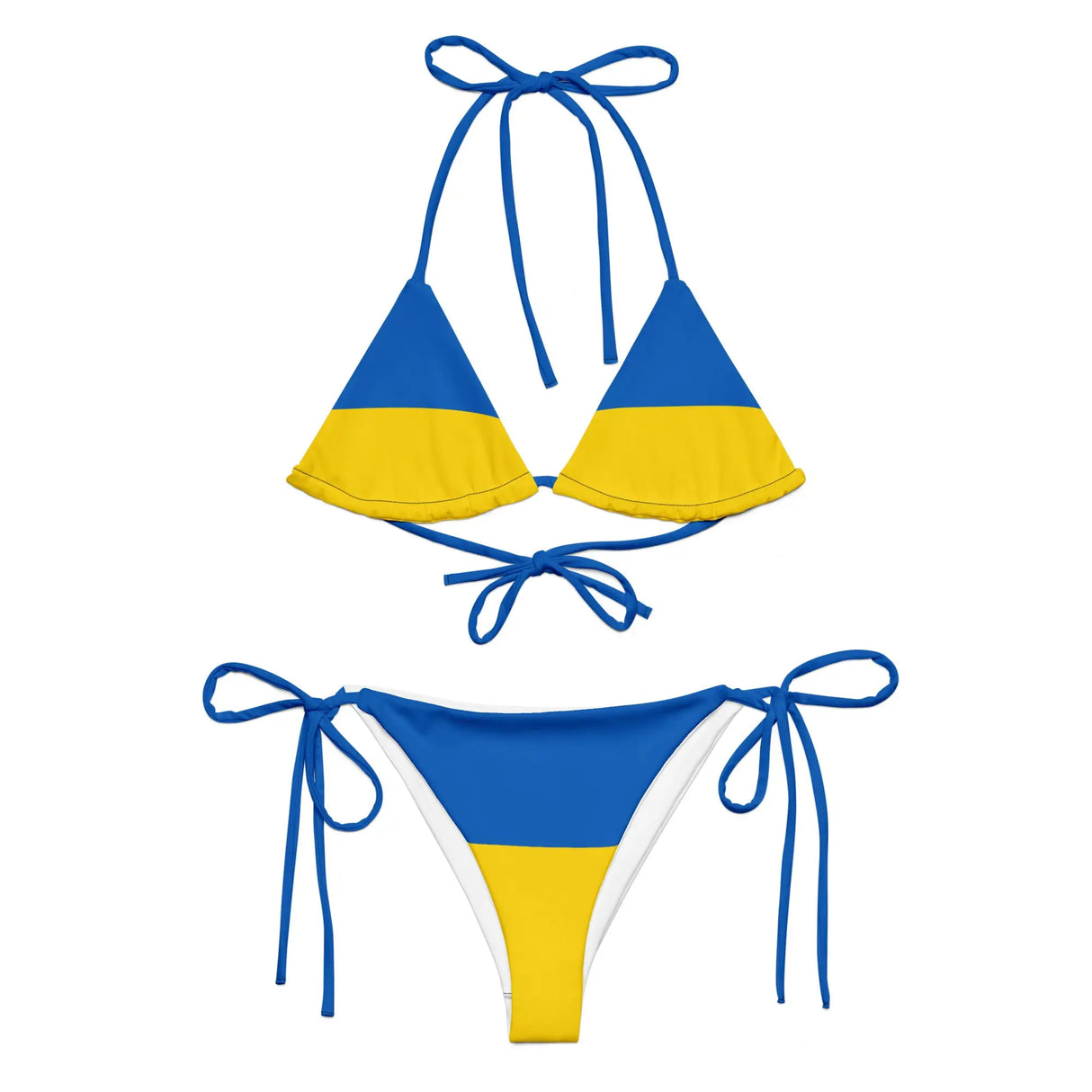 Bikini drapeau ukraine cordon recyclé orné confort uv