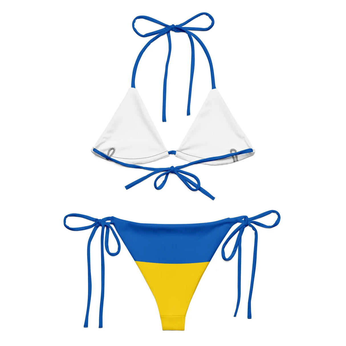 Bikini drapeau ukraine cordon recyclé orné confort uv