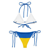 Bikini drapeau ukraine cordon recyclé orné confort uv