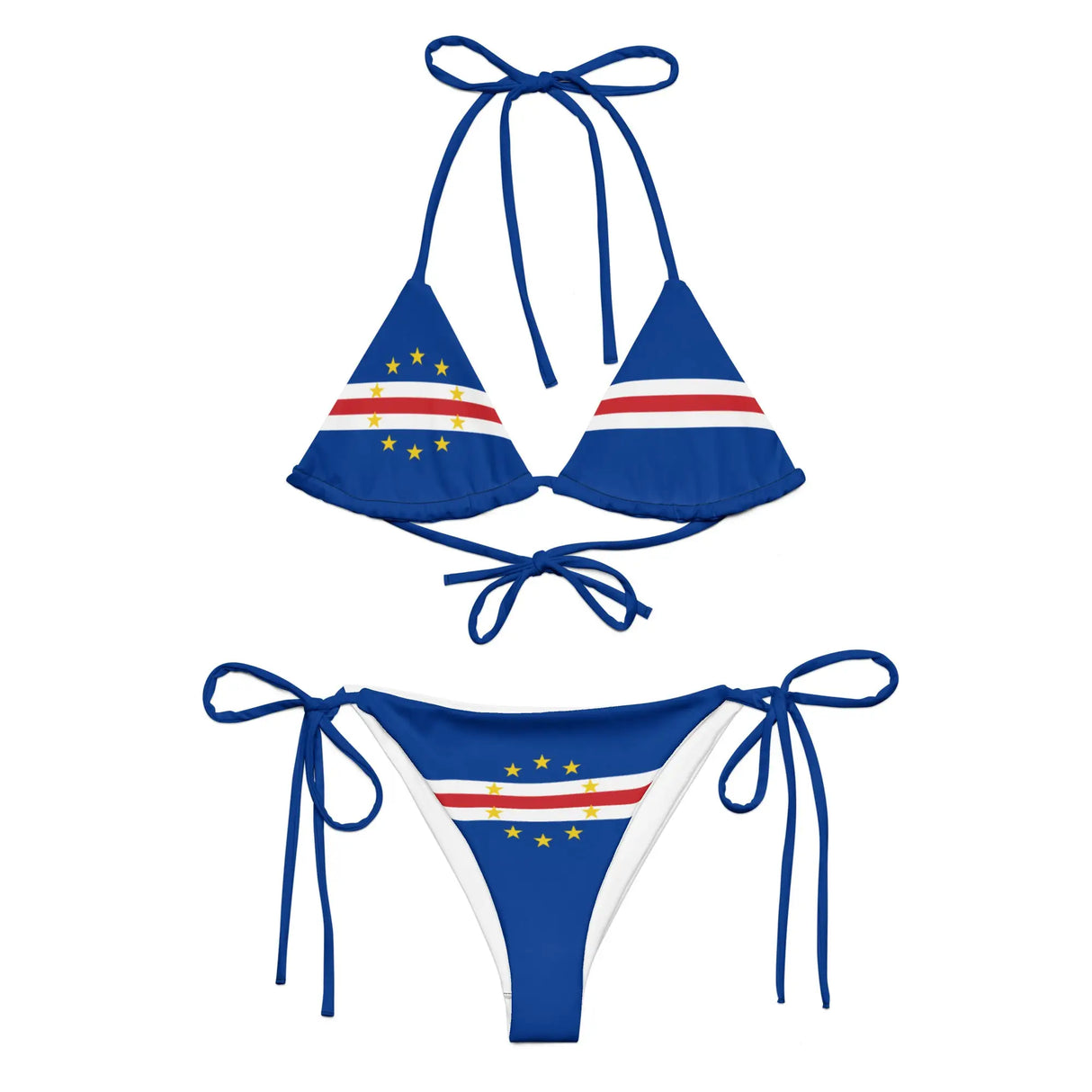 Bikini femme cap-vert à cordon recyclé orné confortable