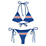 Bikini femme cap-vert à cordon recyclé orné confortable