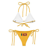 Bikini femme drapeau sri lanka cordon recyclé imprimé