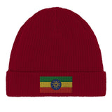 Bonnet coton drapeau éthiopie broderie couleurs vives