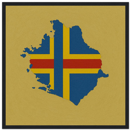 Cadre drapeau åland encadré en bois - pixelforma