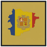 Cadre drapeau andorre bois finition élégante décoration murale
