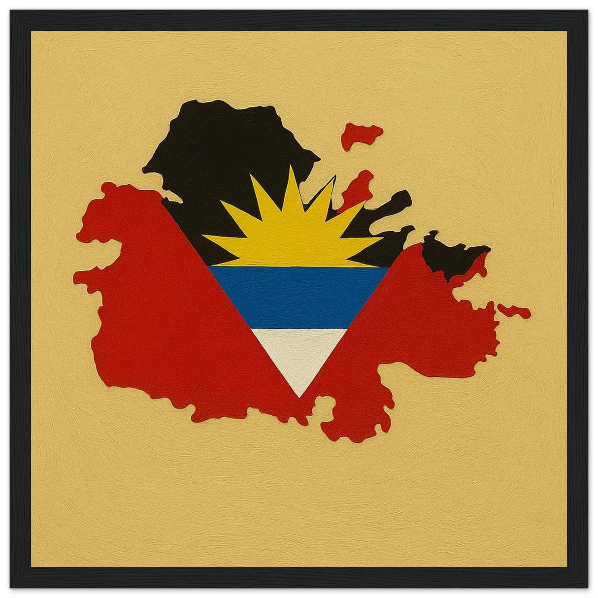Cadre drapeau antigua-et-barbuda en bois finition élégante