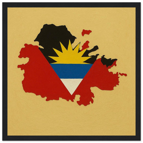 Cadre drapeau antigua-et-barbuda encadré en bois - pixelforma