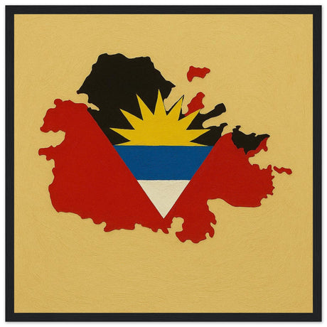 Cadre drapeau antigua-et-barbuda encadré en bois - pixelforma