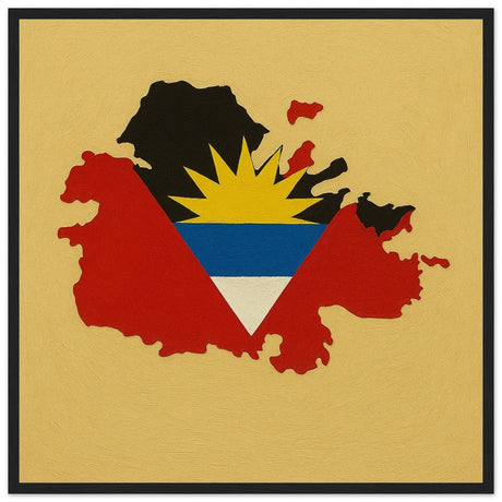 Cadre drapeau antigua-et-barbuda encadré en bois - pixelforma