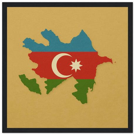 Cadre drapeau azerbaïdjan en bois finition élégante