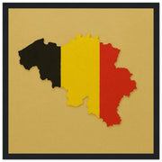 Cadre drapeau belgique en bois affiche encadrée élégante
