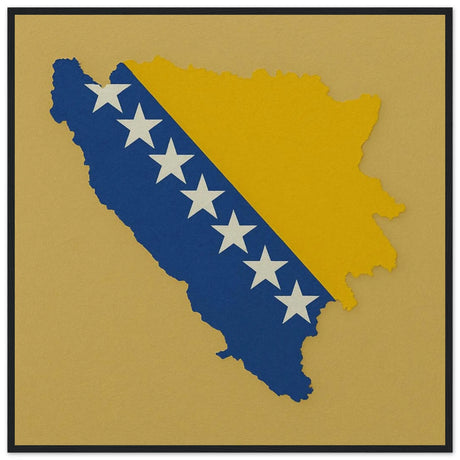 Cadre drapeau bosnie-herzégovine affiche encadrée bois