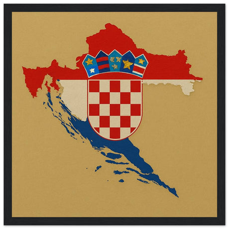 Cadre drapeau croatie en bois affiche encadrée décorative