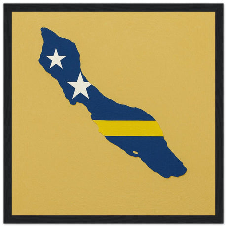 Cadre drapeau curaçao encadré en bois - pixelforma