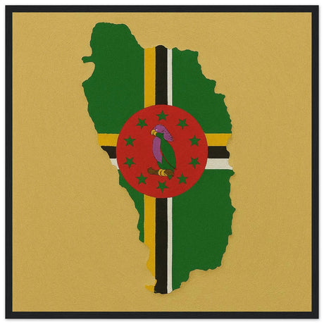 Cadre drapeau dominique en bois affiche encadrée élégante