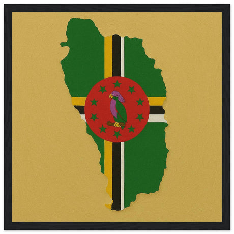 Cadre drapeau dominique encadré en bois - pixelforma