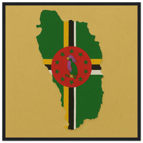 Cadre drapeau dominique encadré en bois - pixelforma