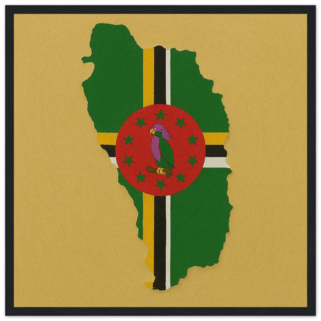 Cadre drapeau dominique encadré en bois - pixelforma