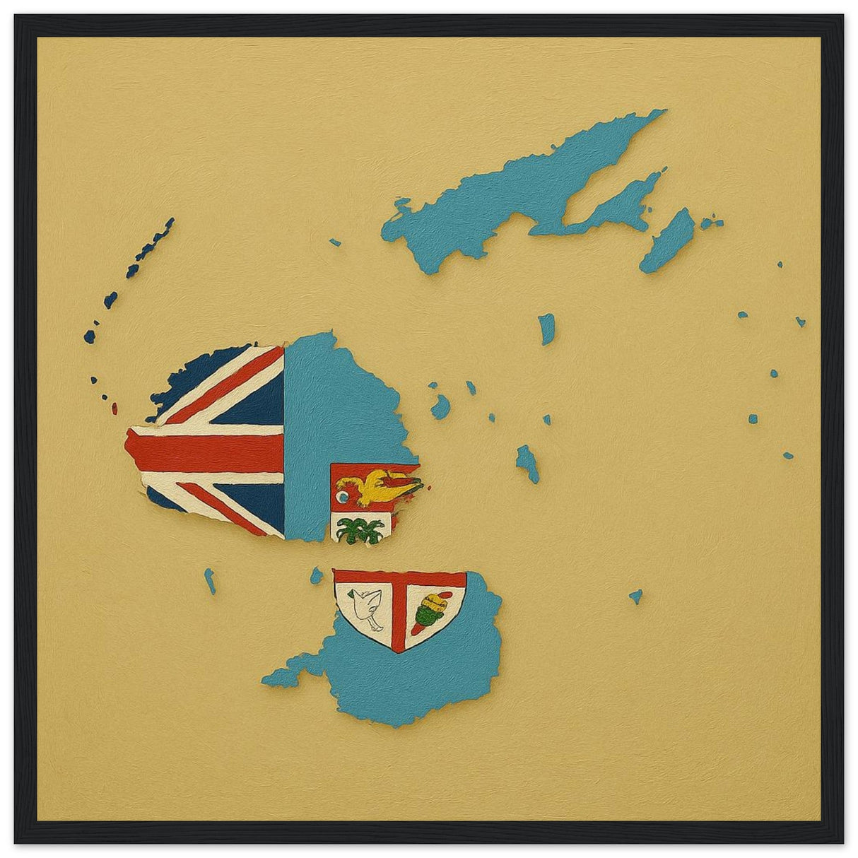 Cadre drapeau fidji encadré en bois - pixelforma
