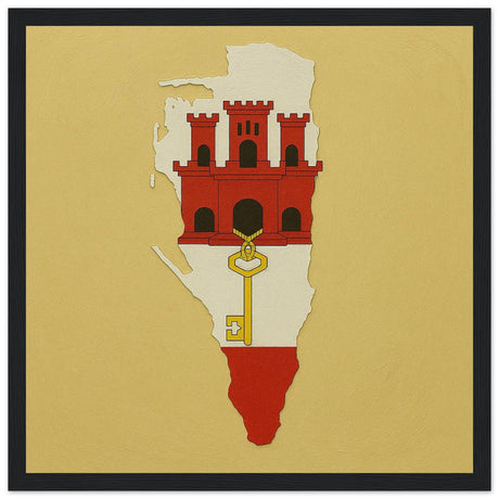 Cadre drapeau gibraltar encadré en bois - pixelforma