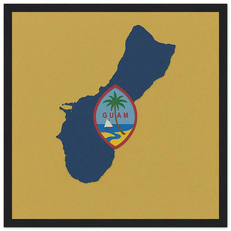 Cadre drapeau guam encadré en bois - pixelforma