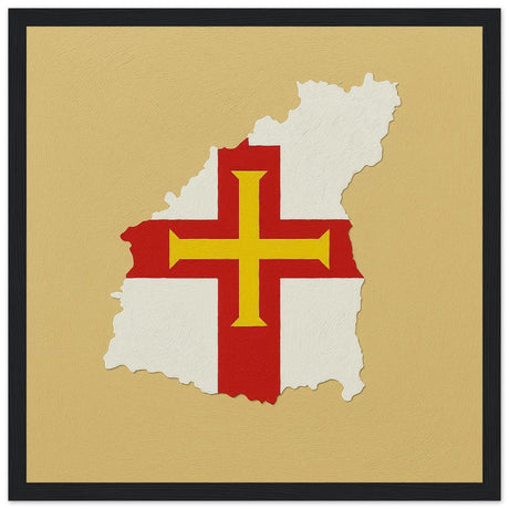 Cadre drapeau guernesey encadré en bois - pixelforma