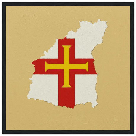 Cadre drapeau guernesey encadré en bois - pixelforma