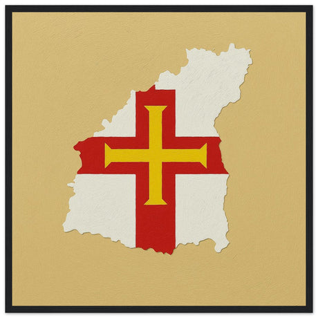 Cadre drapeau guernesey encadré en bois - pixelforma