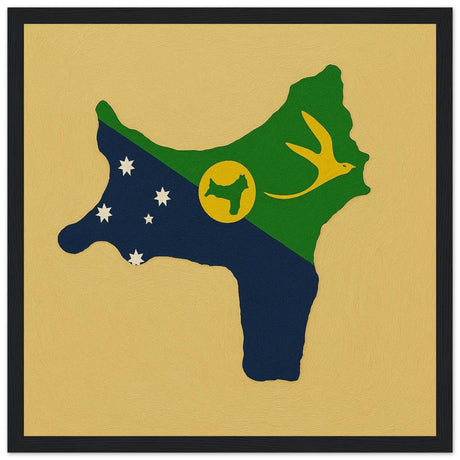 Cadre drapeau île christmas encadré en bois - pixelforma