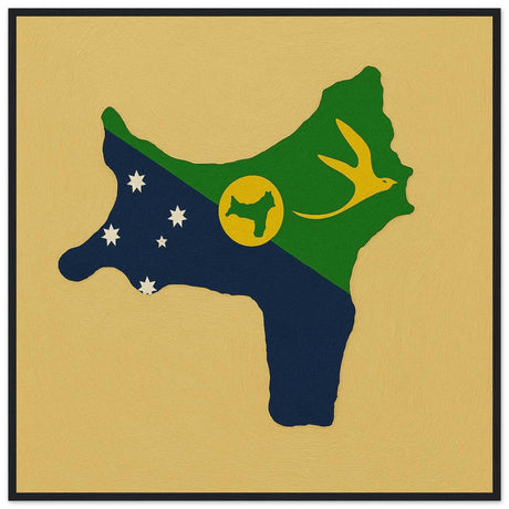 Cadre drapeau île christmas encadré en bois - pixelforma