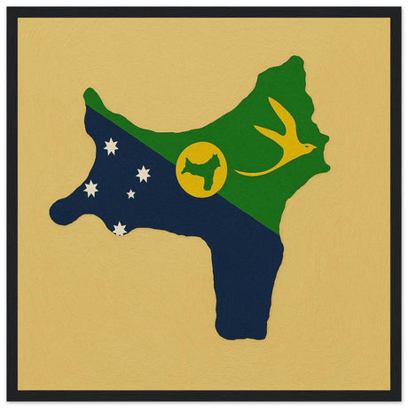Cadre drapeau île christmas encadré en bois - pixelforma
