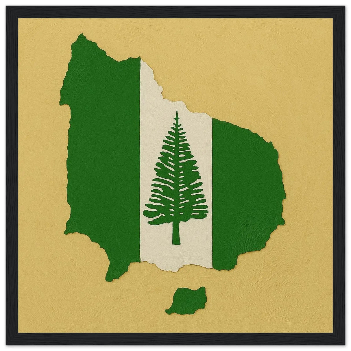 Cadre drapeau île norfolk bois finition décorative