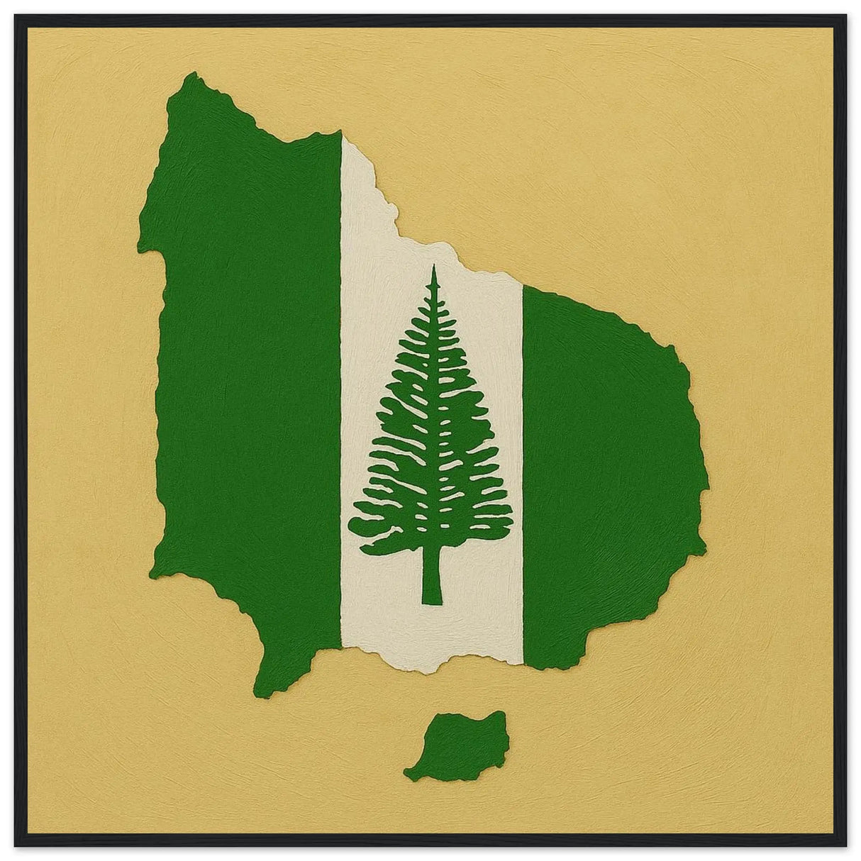 Cadre drapeau île norfolk bois finition décorative