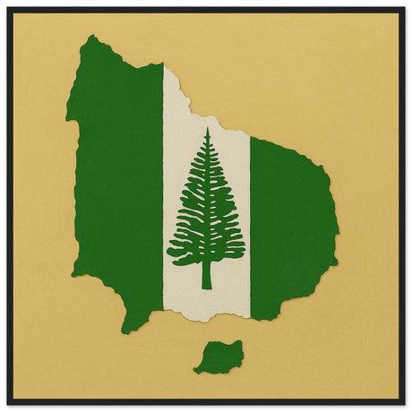 Cadre drapeau île norfolk encadré en bois - pixelforma