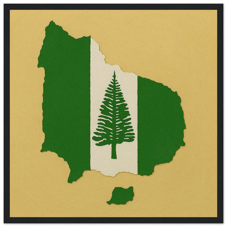 Cadre drapeau île norfolk encadré en bois - pixelforma