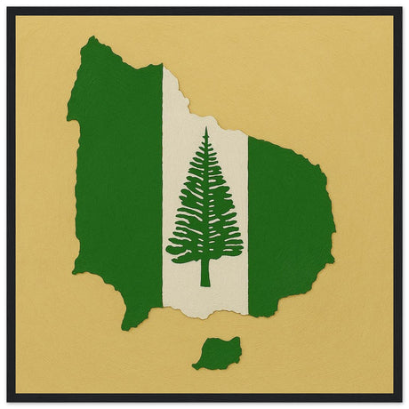 Cadre drapeau île norfolk encadré en bois - pixelforma