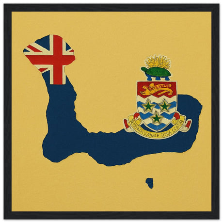 Cadre drapeau îles caïmans encadré en bois - pixelforma