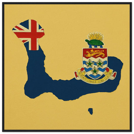 Cadre drapeau îles caïmans encadré en bois - pixelforma