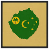 Cadre drapeau îles cocos bois finition décorative