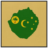 Cadre drapeau îles cocos encadré en bois - pixelforma