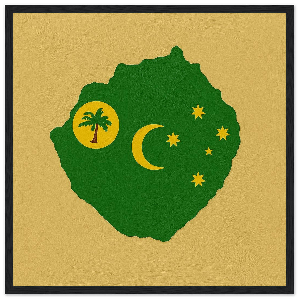 Cadre drapeau îles cocos encadré en bois - pixelforma