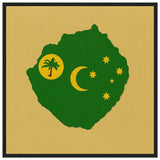 Cadre drapeau îles cocos encadré en bois - pixelforma
