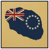 Cadre drapeau îles cook encadré en bois - pixelforma