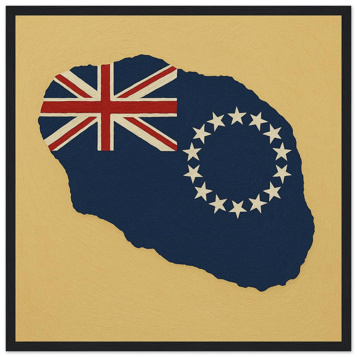 Cadre drapeau îles cook encadré en bois - pixelforma