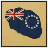 Cadre drapeau îles cook encadré en bois - pixelforma