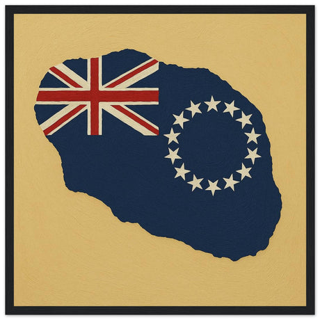 Cadre drapeau îles cook encadré en bois - pixelforma
