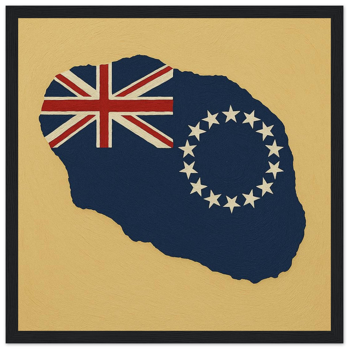 Cadre drapeau îles cook encadré en bois - pixelforma