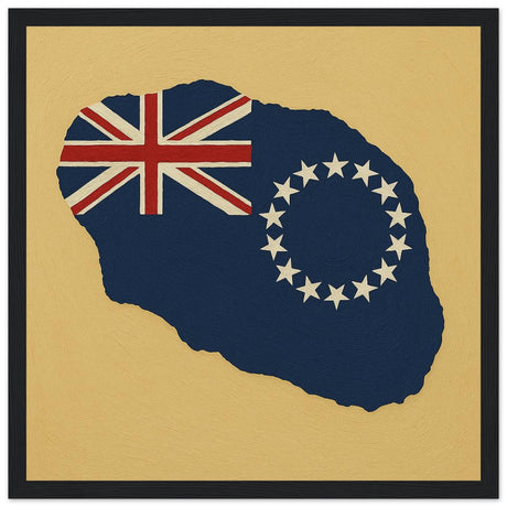 Cadre drapeau îles cook encadré en bois - pixelforma
