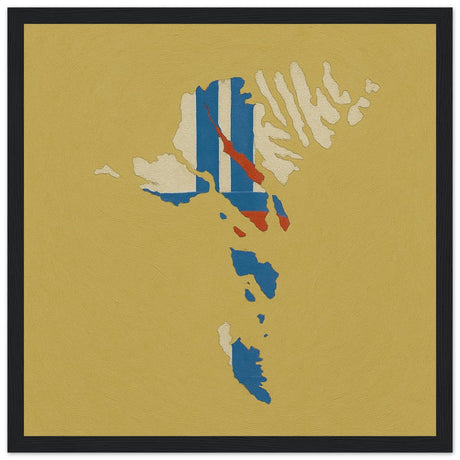 Cadre drapeau îles féroé encadré en bois - pixelforma