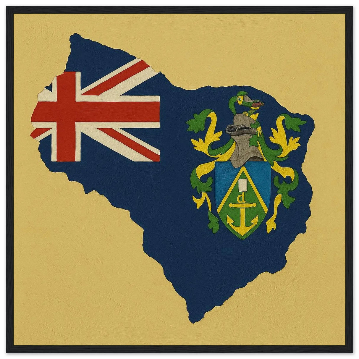 Cadre drapeau îles pitcairn bois finition décorative